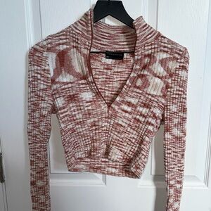 Urban outfitters Long sleeve zip-up turtle neck crop top